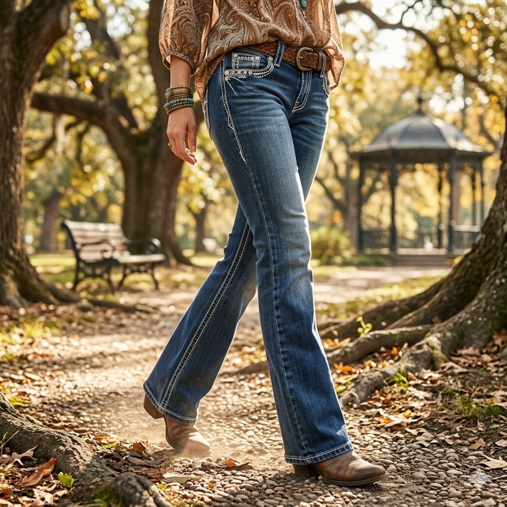 Grace in LA Jeans Women‎ Size 28 Blue Bootcut Embellished Thick Stitch Denim Y2K